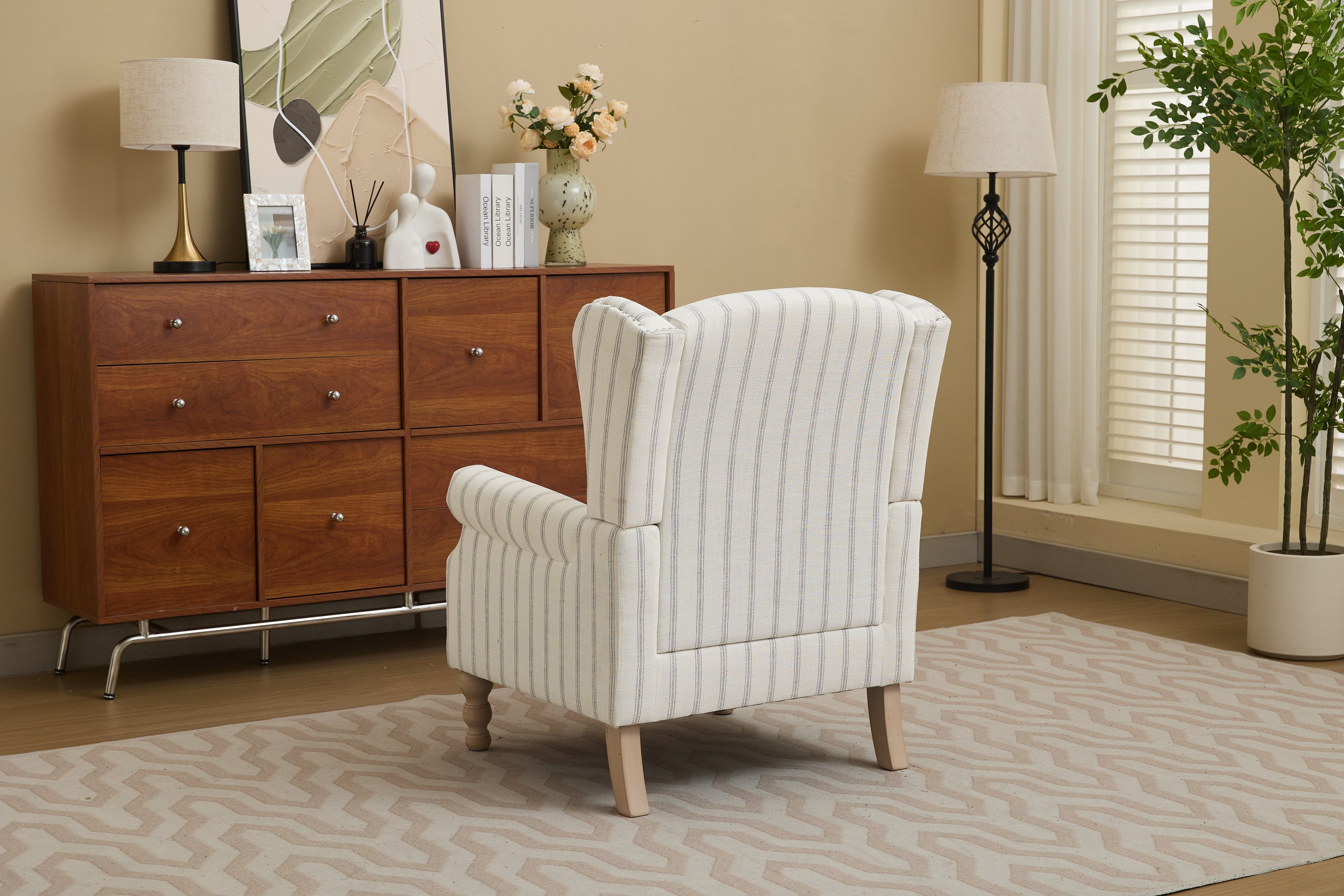 Modern Accent Chair with Retro Wood Legs