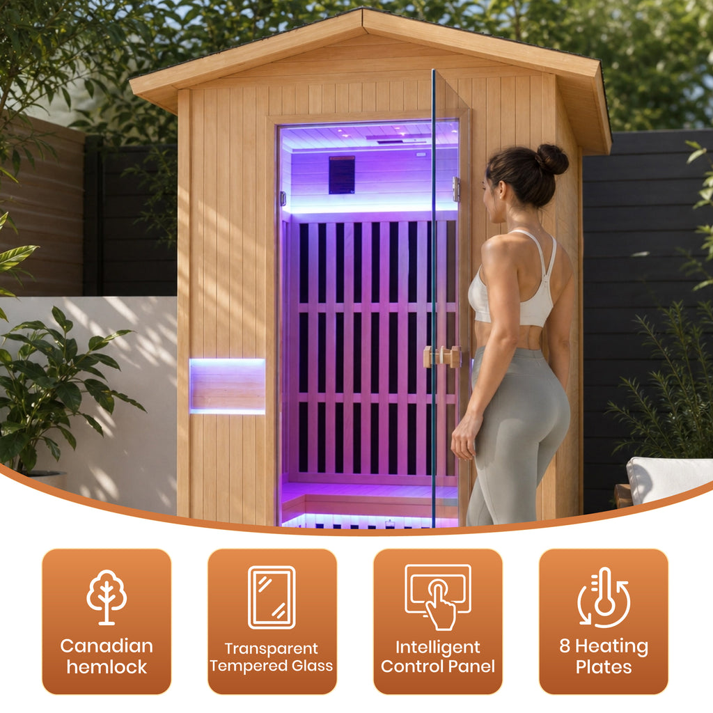 2000W Canadian Hemlock Double Outdoor Far Infrared Sauna Room