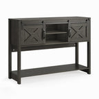 46" Modern Farmhouse Entryway Table with Storage & Sliding Barn Door, Dark