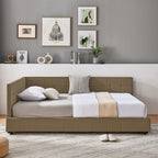 Full Size Upholstered Tufted Bed Frame in Brown Velvet