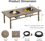 Aluminum Propane Fire Pit Table - 47" 50,000 BTU