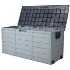 75 Gallon Resin Deck Box with Wheels for Outdoor Storage