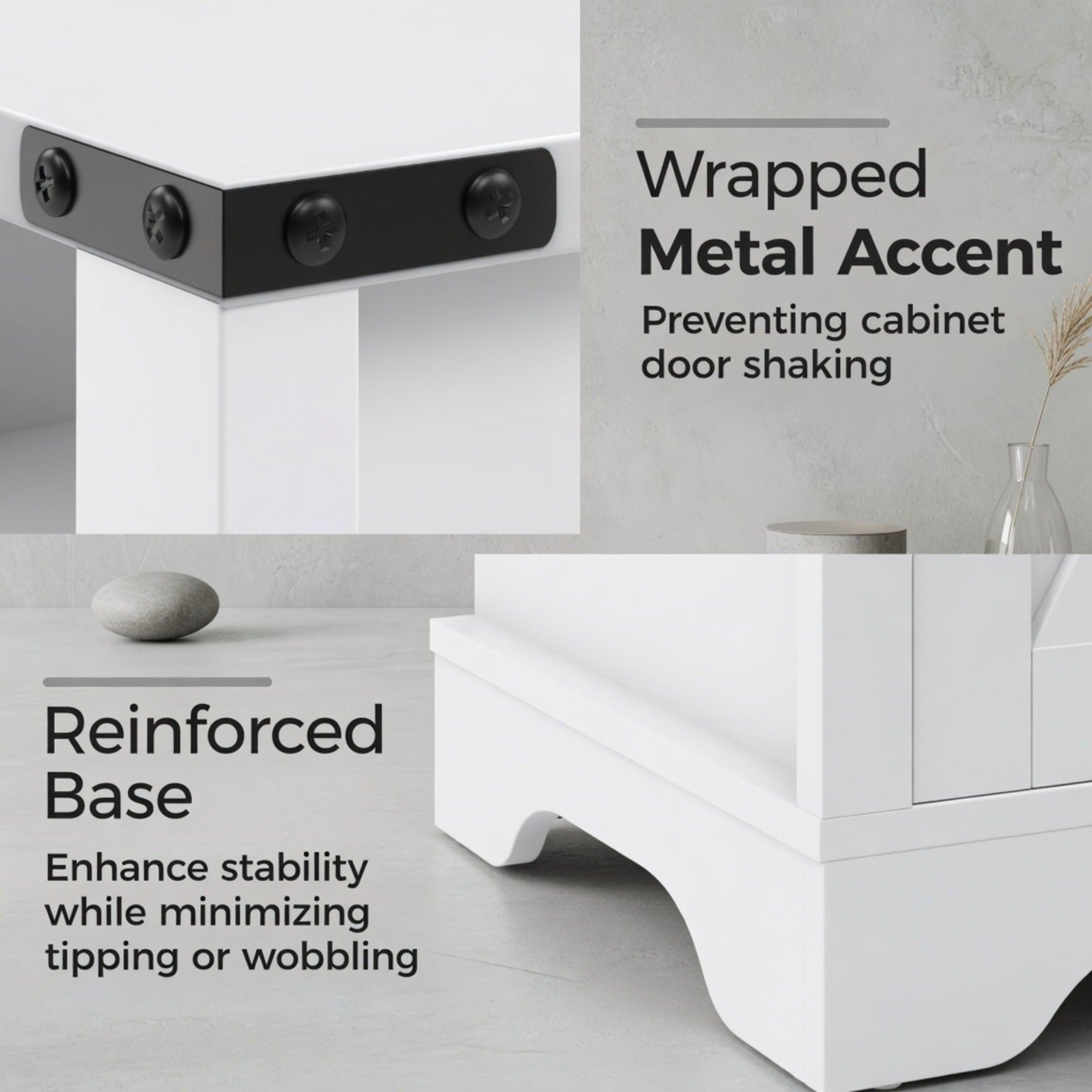 16" White Farmhouse Nightstand with Charging Station