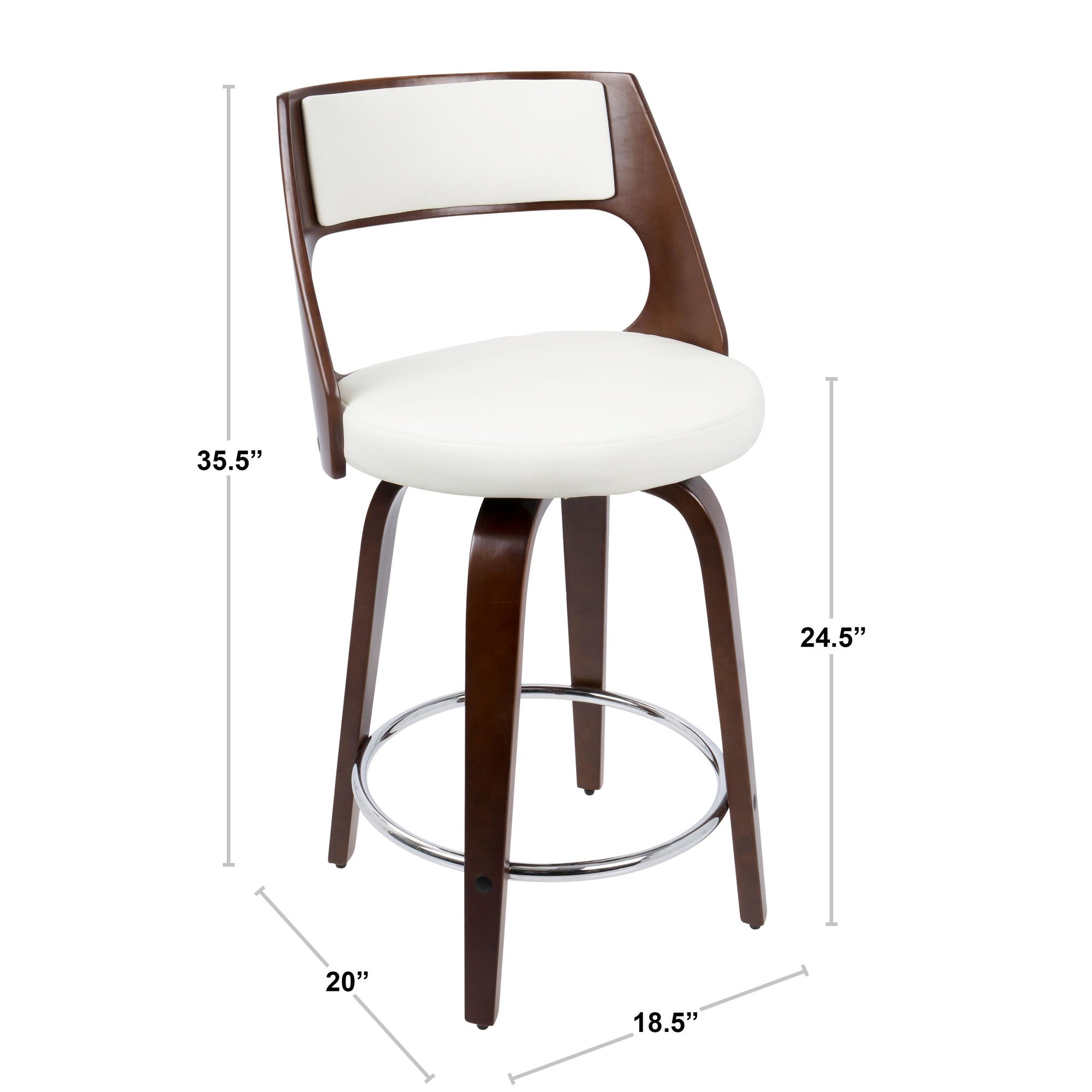 Mid-Century Modern Counter Stool with Swivel in Cherry