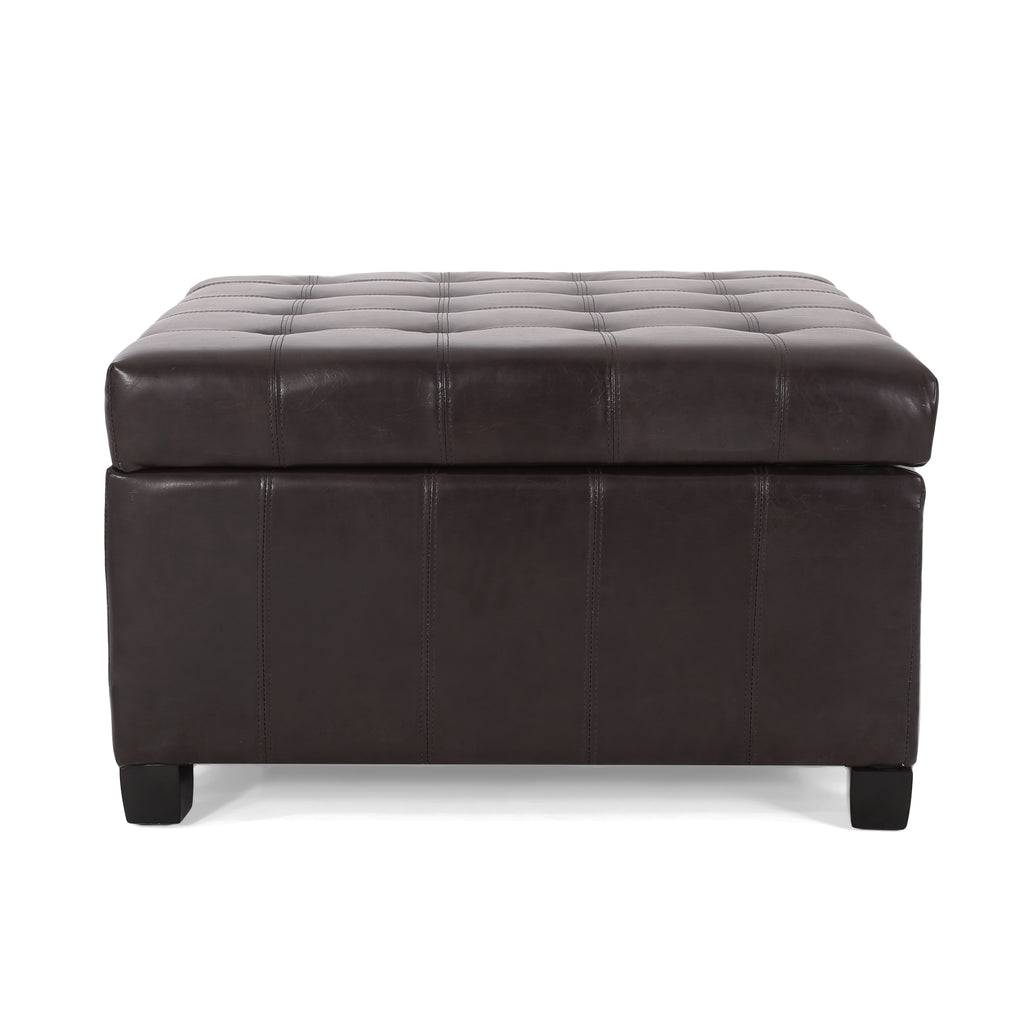Upholstered Tufted PU Leather Storage Ottoman