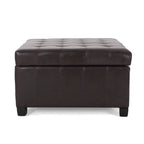 Upholstered Tufted PU Leather Storage Ottoman