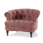La Rosa Victorian Tufted Upholstered Accent Chair, Ash Rose