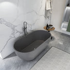 63 Inch Solid Surface Oval Shape Freestanding Bathtub