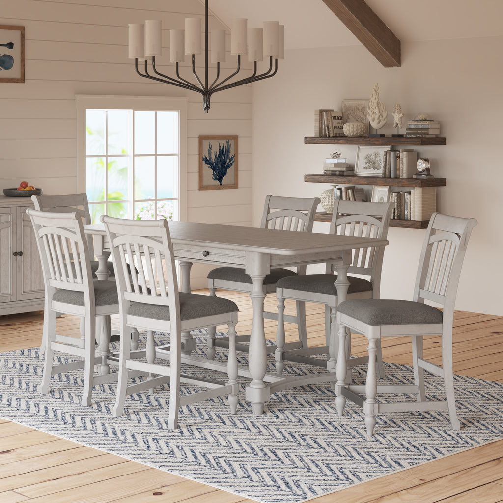 Gray Slat Back Barstools, Set of 2