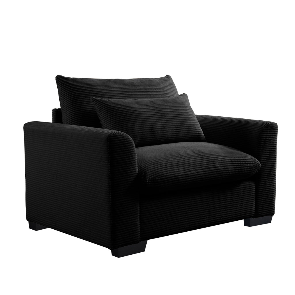 Black Corduroy Deep Seat Single Sofa Accent Chair