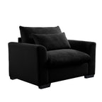 Black Corduroy Deep Seat Single Sofa Accent Chair