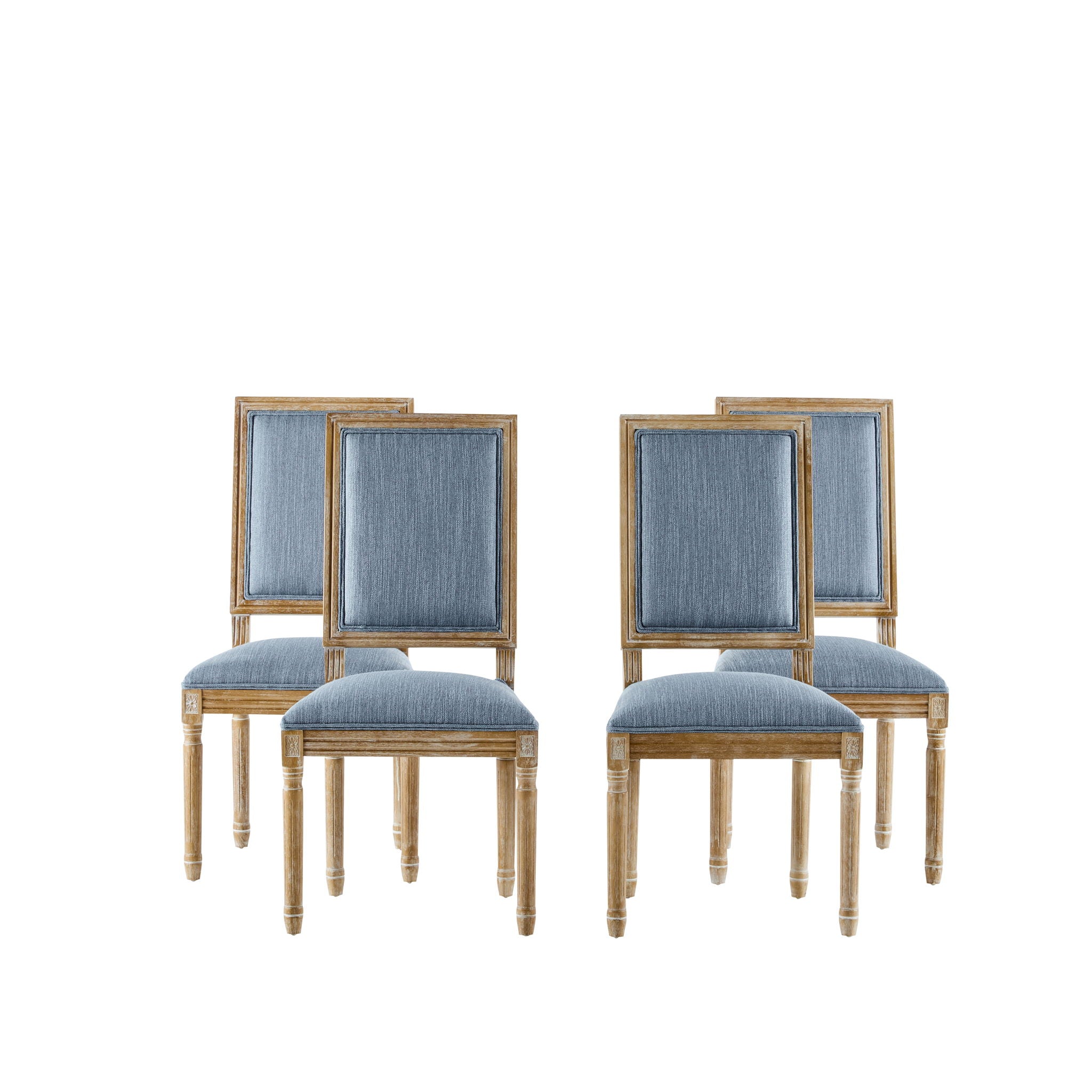 French Country Style Dining Chair with Upholstered Seating and Fluted Legs
