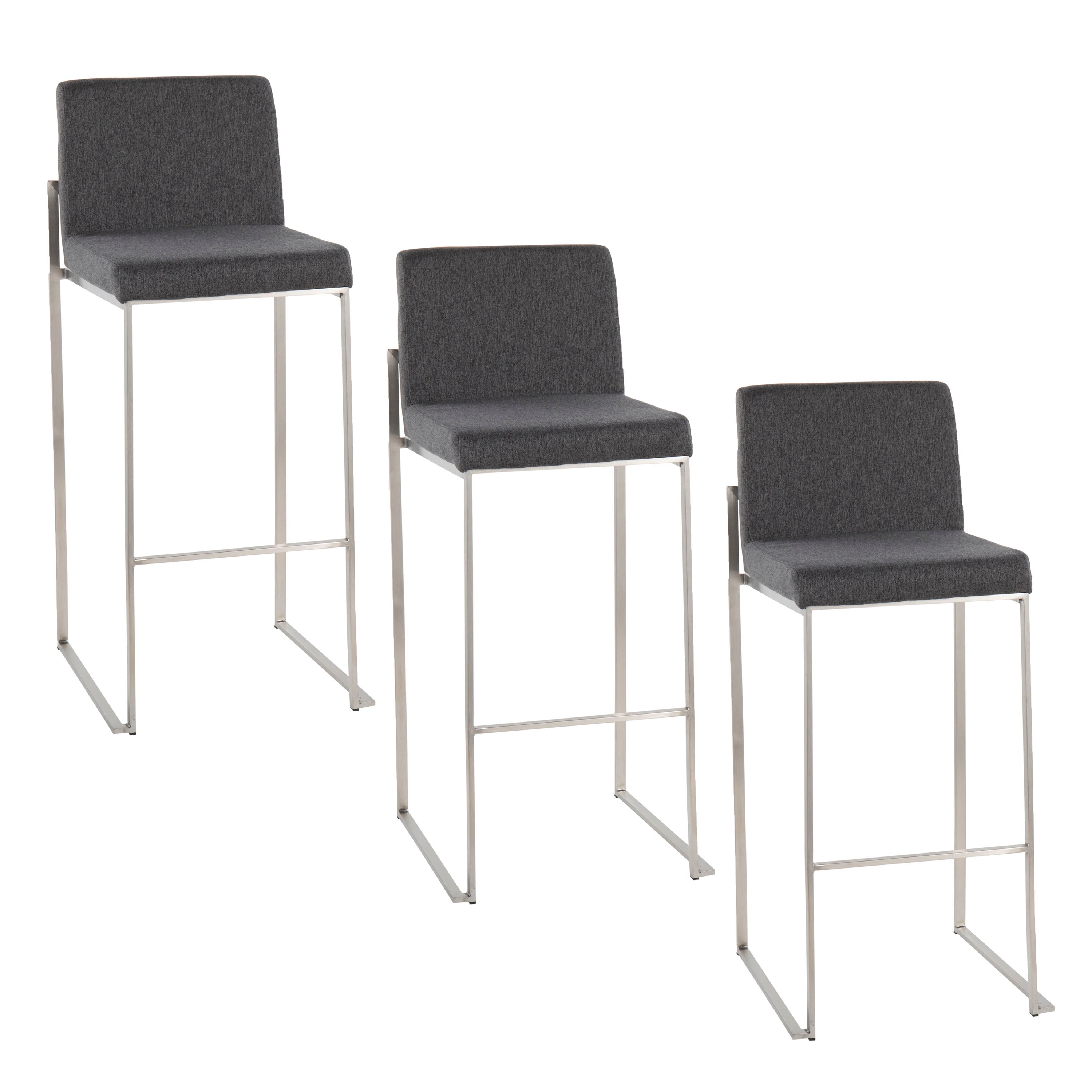 30" Contemporary High Back Barstool in Stainless Steel