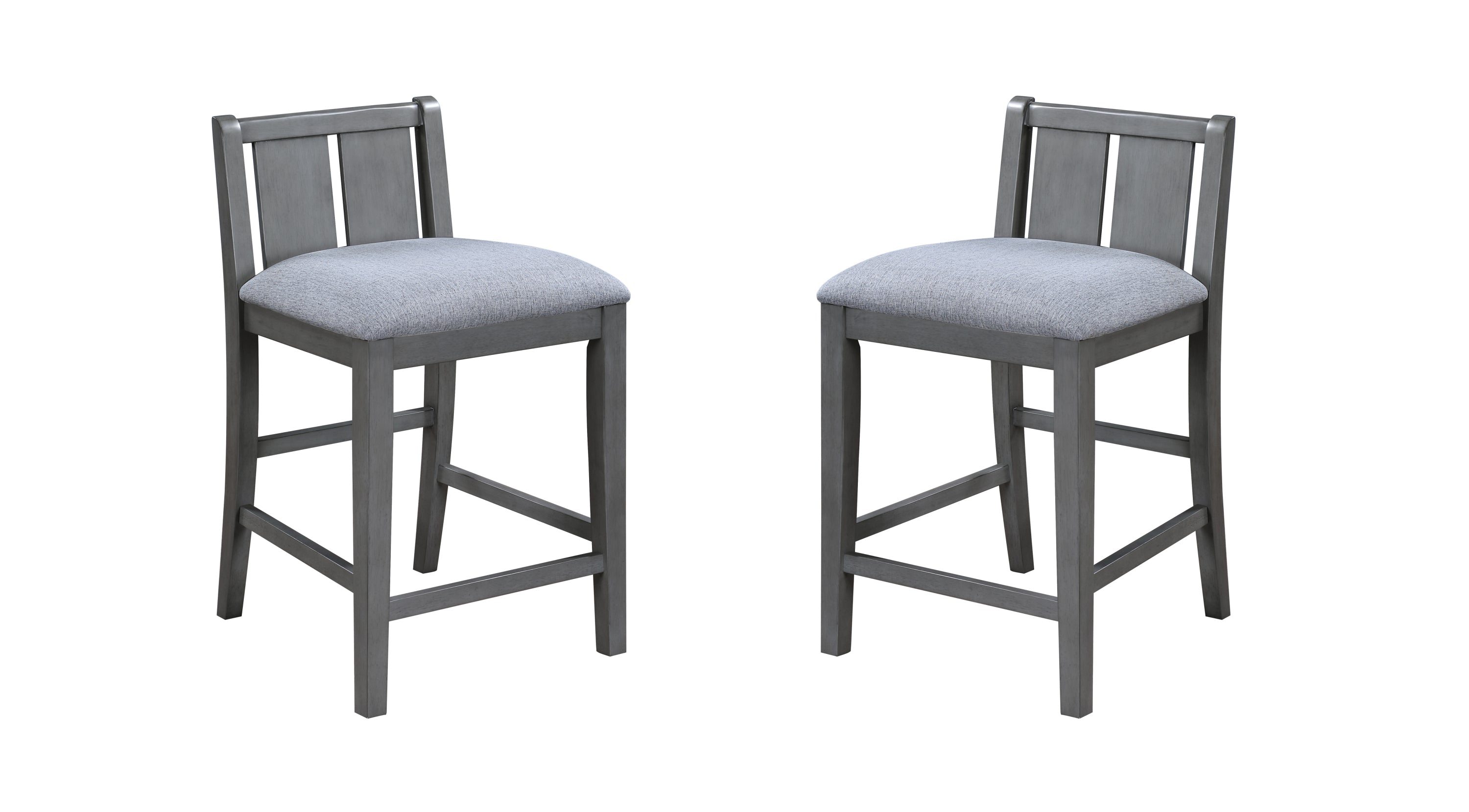 Graham 36' 3-Piece Gray Finish Small Space Counter Height Dining Table with Shelves and 2 Chairs