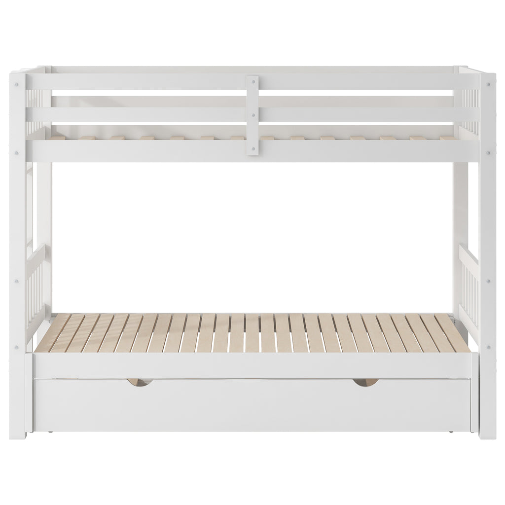 Twin Over Pull-Out Bunk Bed with Trundle, White