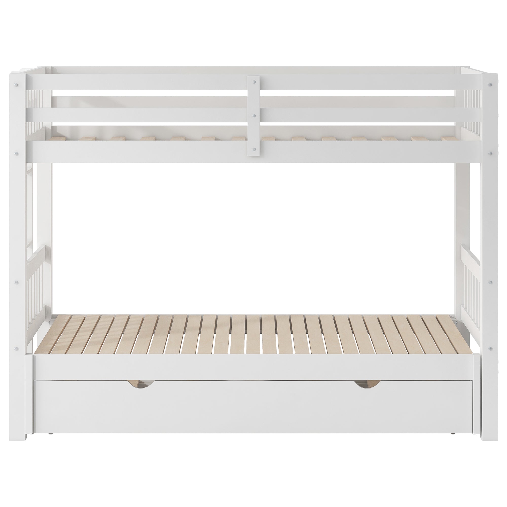 Twin Over Pull-Out Bunk Bed with Trundle, White