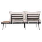 TREXM 6-Piece Outdoor Sectional Sofa Set with Round Nesting Coffee Tables