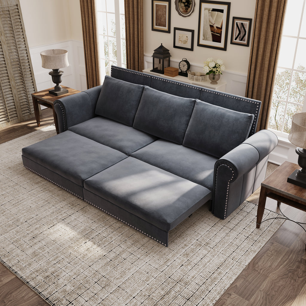 Chesterfield Velvet Convertible Sleeper Sofa