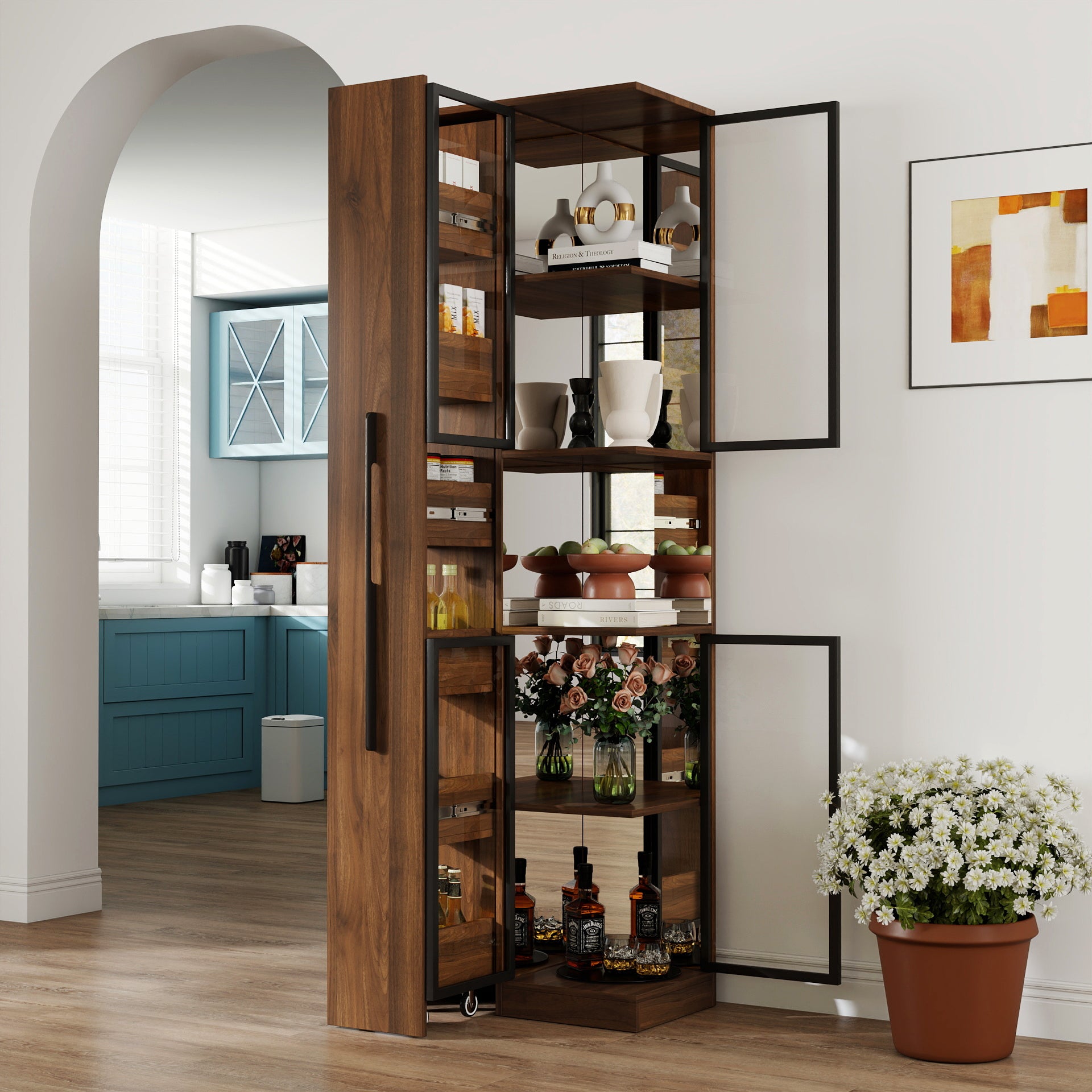 70" Display Cabinet with Glass Doors and Lights