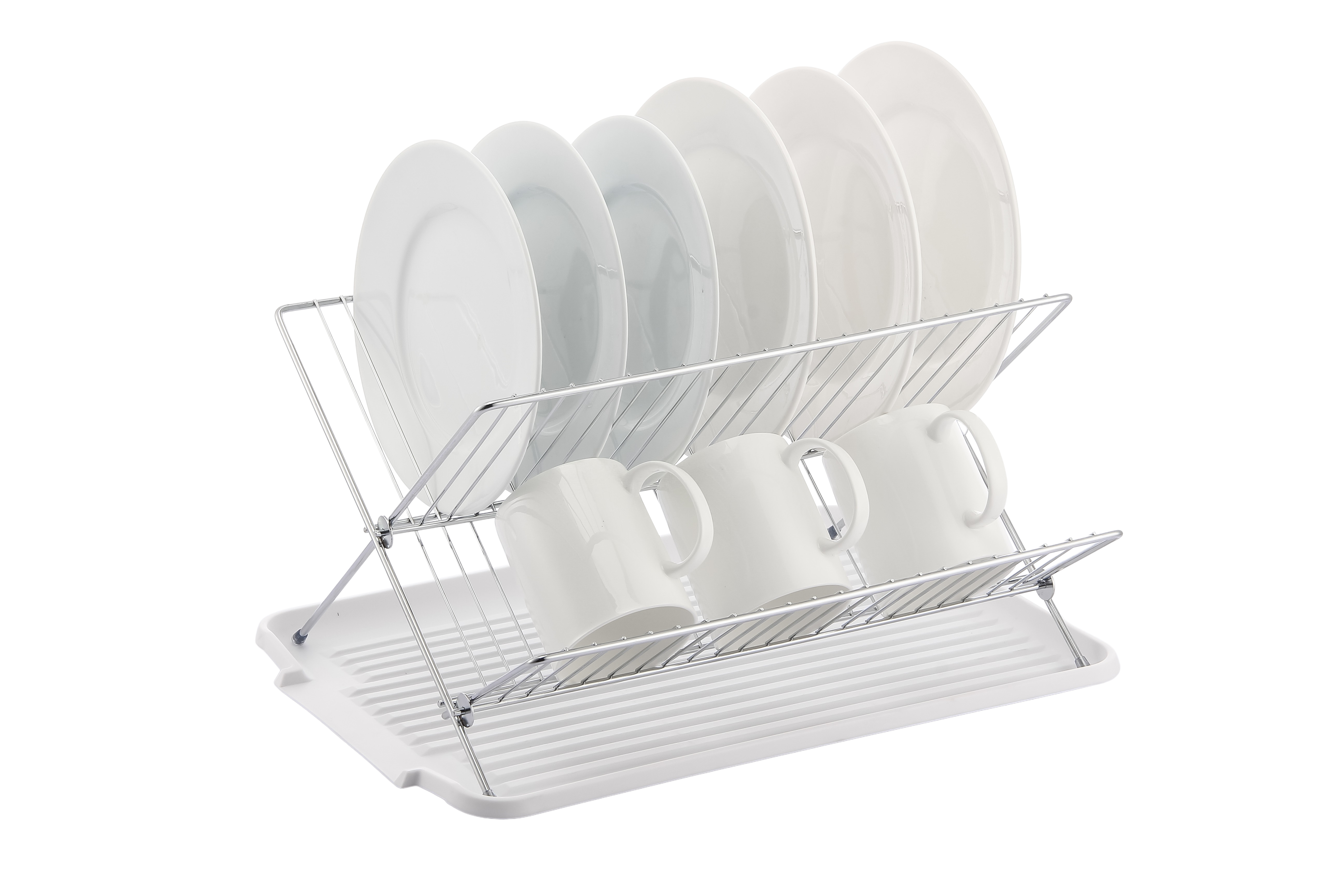 17 inch X Shaped Stainless Steel 2-Tier Dish Rack for Kitchen Counter