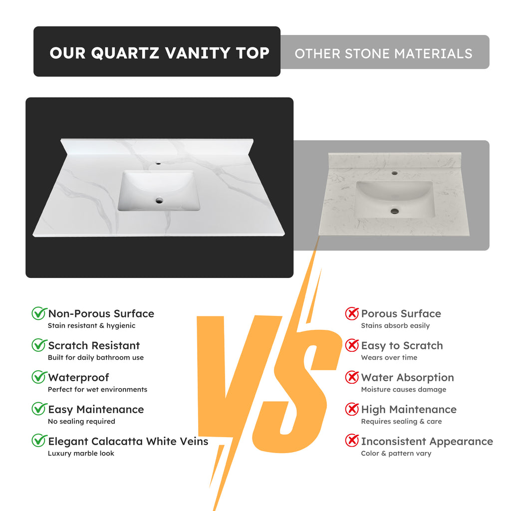 43-Inch Quartz Bathroom Vanity Top