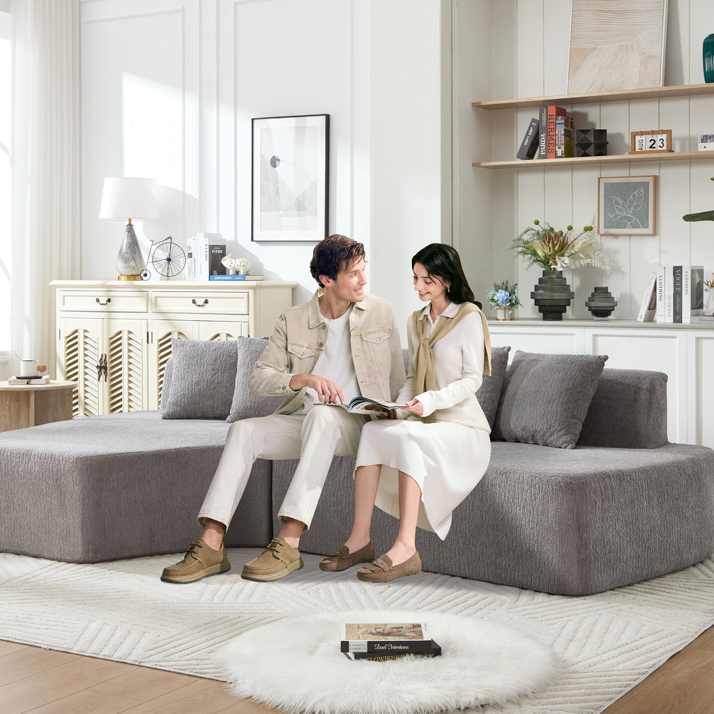 Compression Sectional Couch with Comfy Chaise