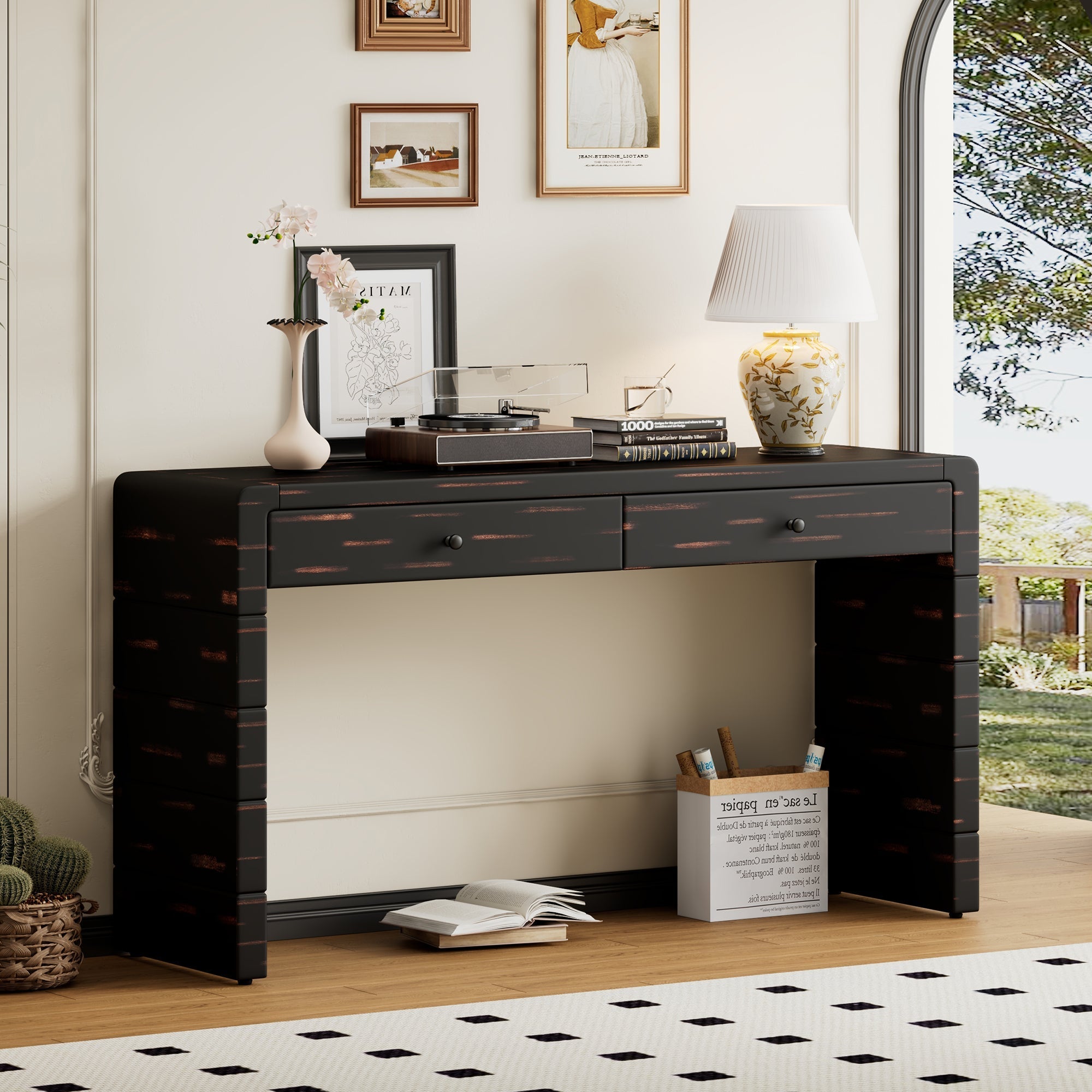 Curved Console Table with Storage