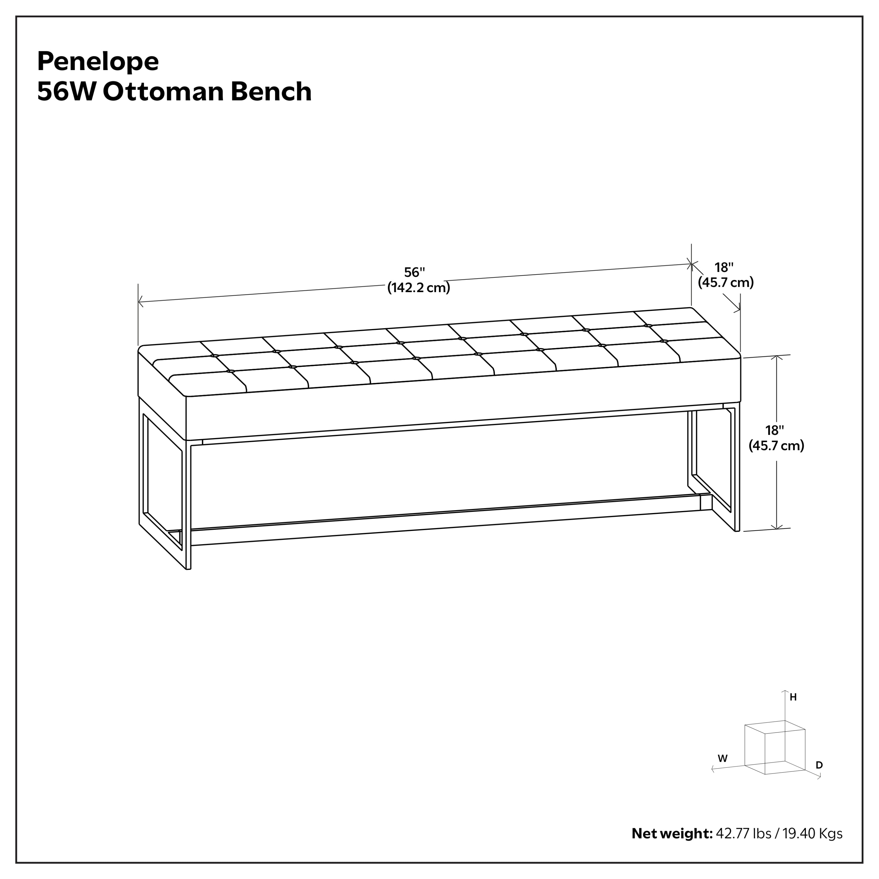 Penelope Leather Ottoman Bench