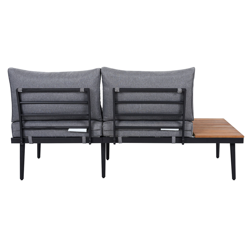 TREXM 6-Piece Outdoor Sectional Sofa Set with Round Nesting Tables