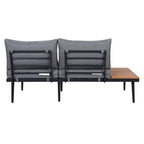 TREXM 6-Piece Outdoor Sectional Sofa Set with Round Nesting Tables