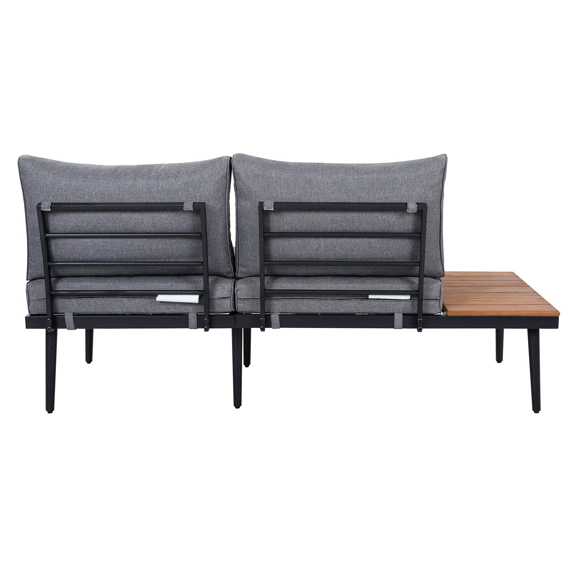 TREXM 6-Piece Outdoor Sectional Sofa Set with Round Nesting Tables