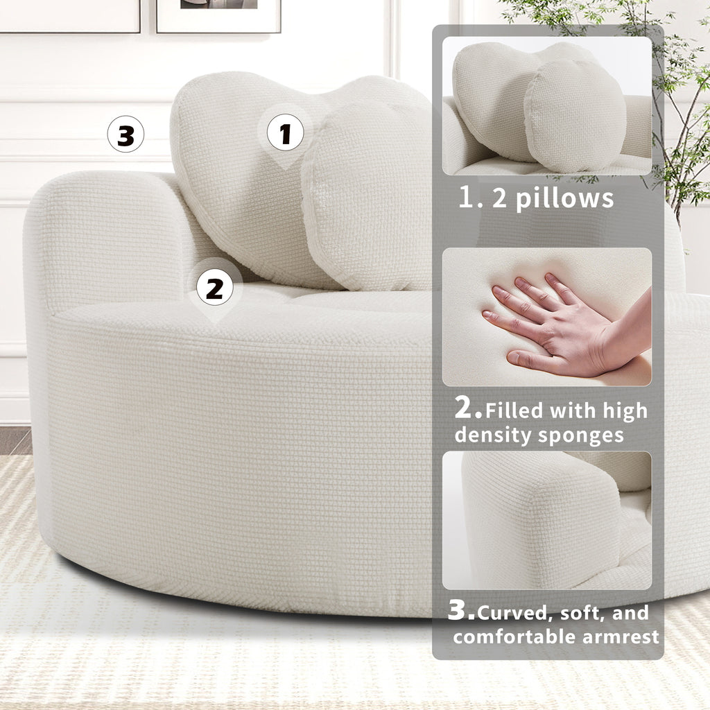 Round Sofa Bed with Memory Foam Sectional Couches for Living Room