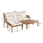 3 Piece Acacia Wood Patio Furniture Set