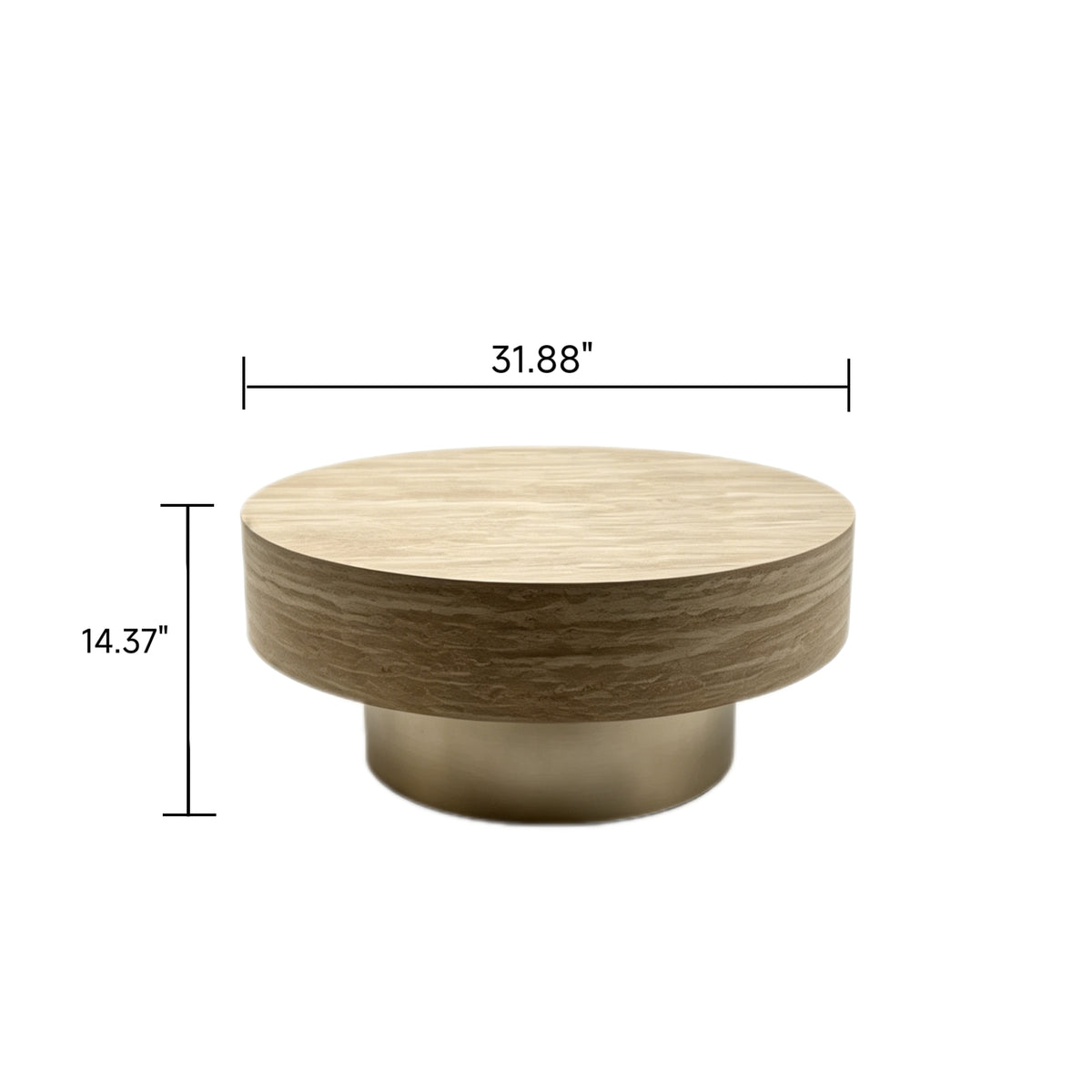 31.88 Inch Round Travertine Coffee Table