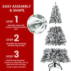 4FT Flocked Christmas Tree - Snowy PVC Artificial Holiday Tree