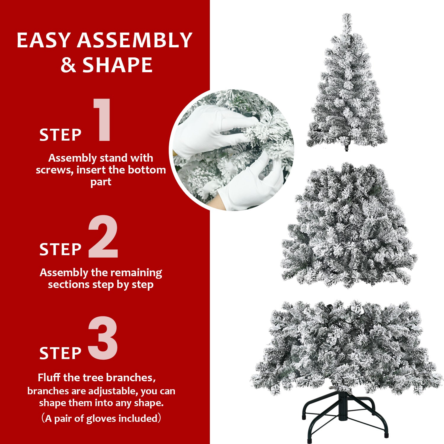 4FT Flocked Christmas Tree - Snowy PVC Artificial Holiday Tree