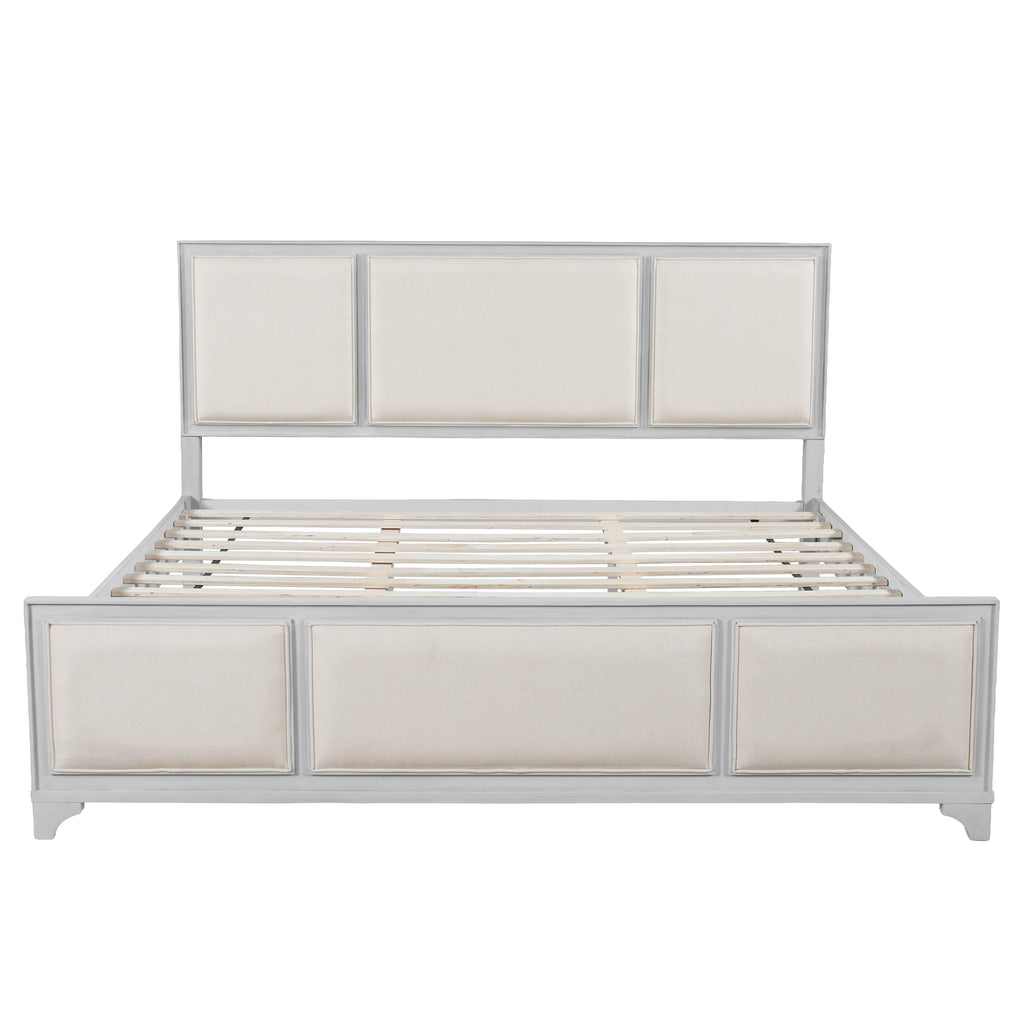 King Size Bed Frame with Upholstered Headboard