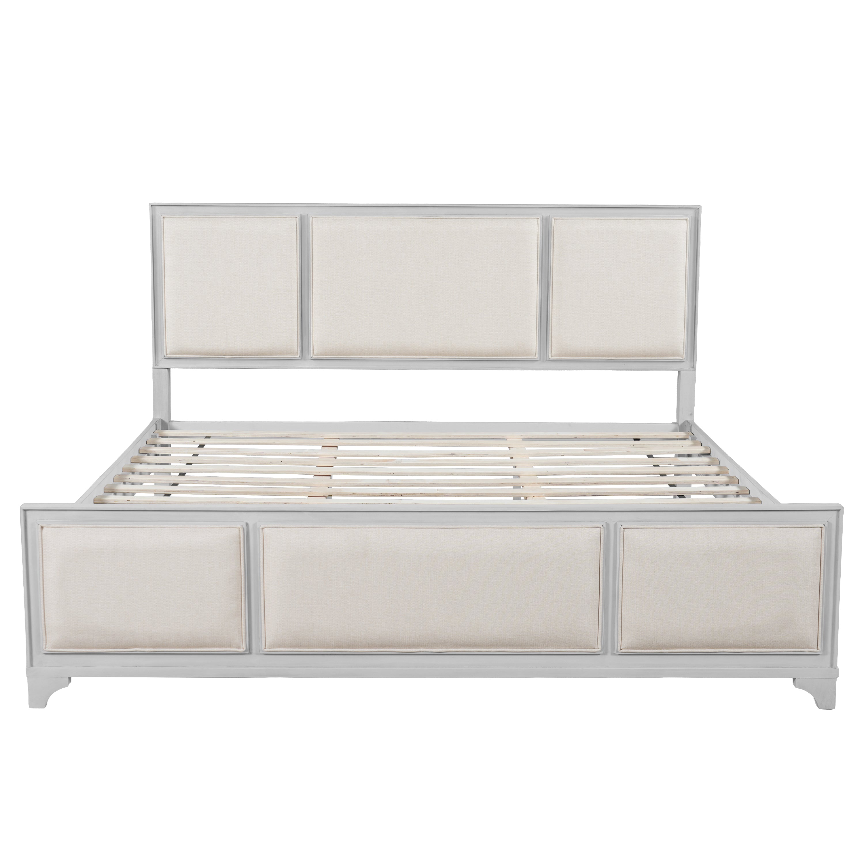 King Size Bed Frame with Upholstered Headboard