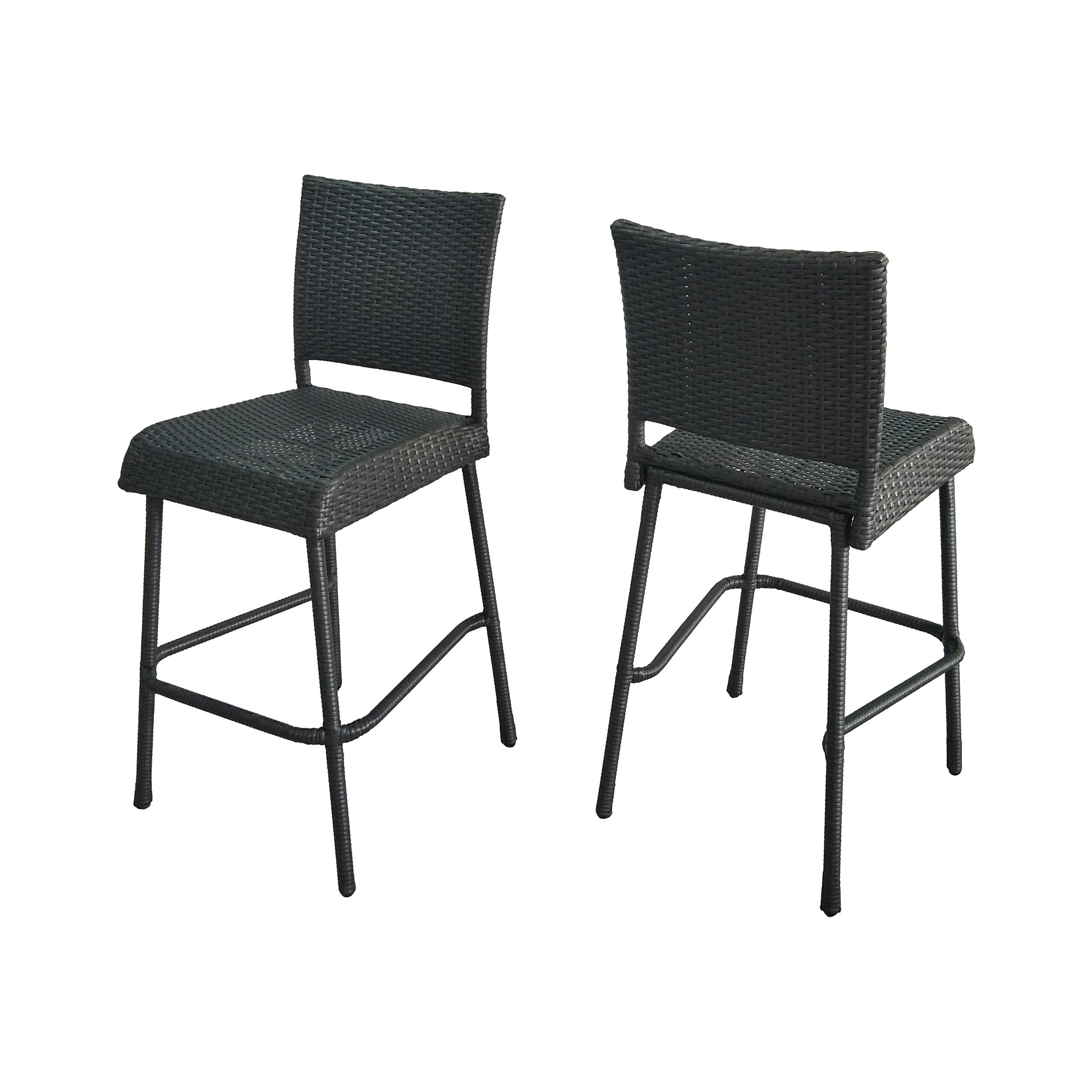 29" Outdoors PE Rattan Armless Barstools, Set of 2
