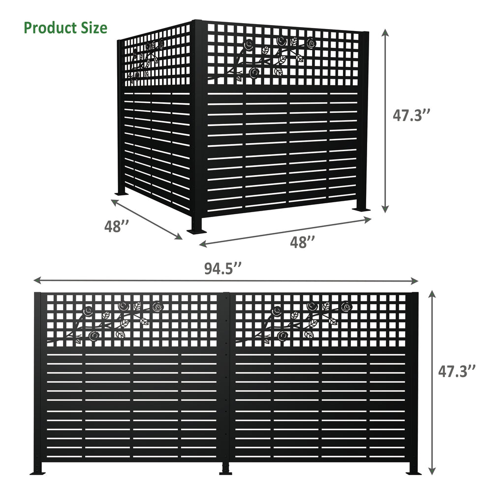 W48'' x H47.3'' x 2 Panels Metal Privacy Screen