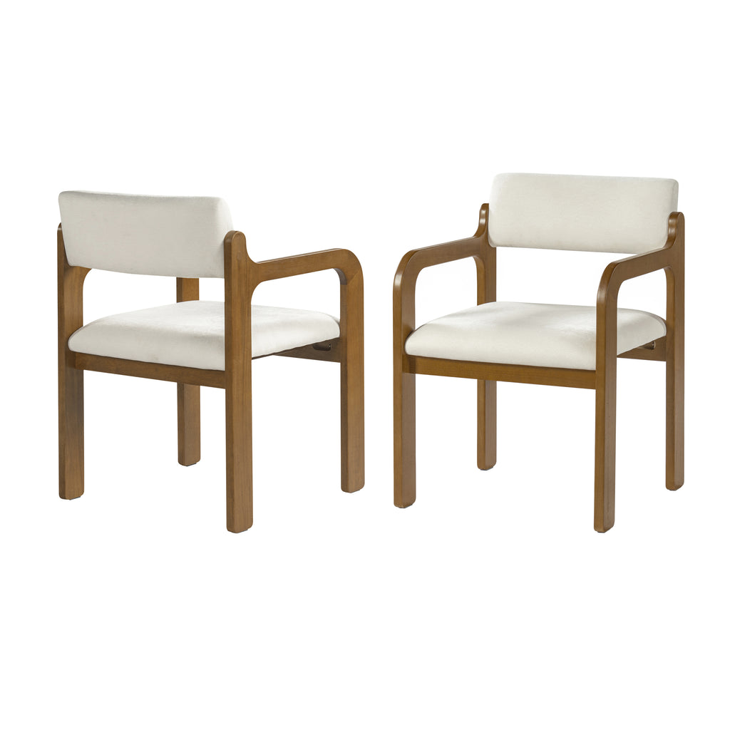 Modern Rubber Wood Dining Chairs, Upholstered Fabric Armchairs(Set of 2)