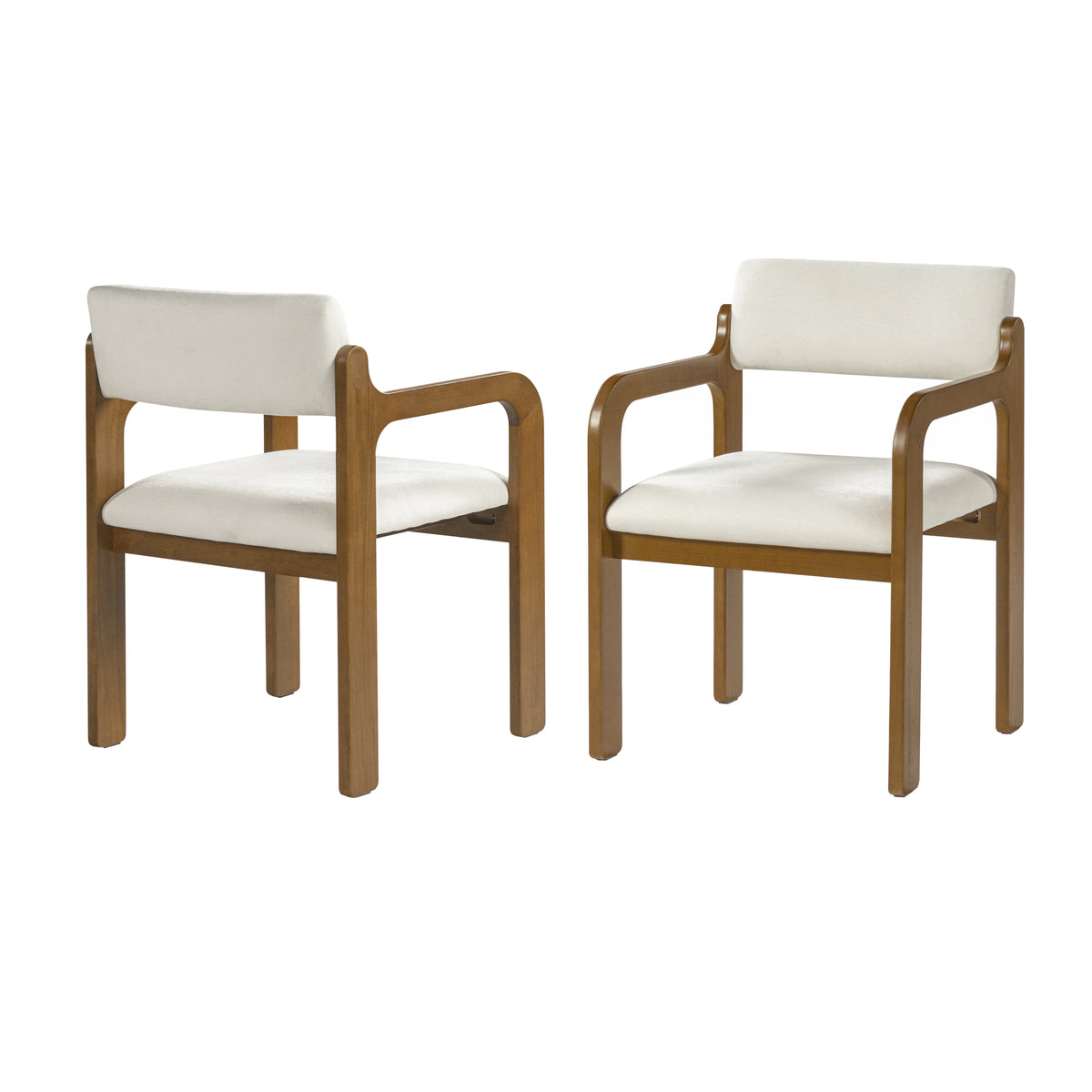 Modern Rubber Wood Dining Chairs, Upholstered Fabric Armchairs(Set of 2)