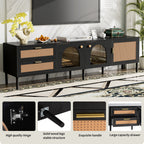 Rattan TV Stand with 3 Cabinets & 2 Drawers