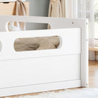 Queen Size Floor Platform Bed with Full-length Guardrails