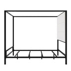 Modern Canopy Bed with Velvet Upholstered Headboard