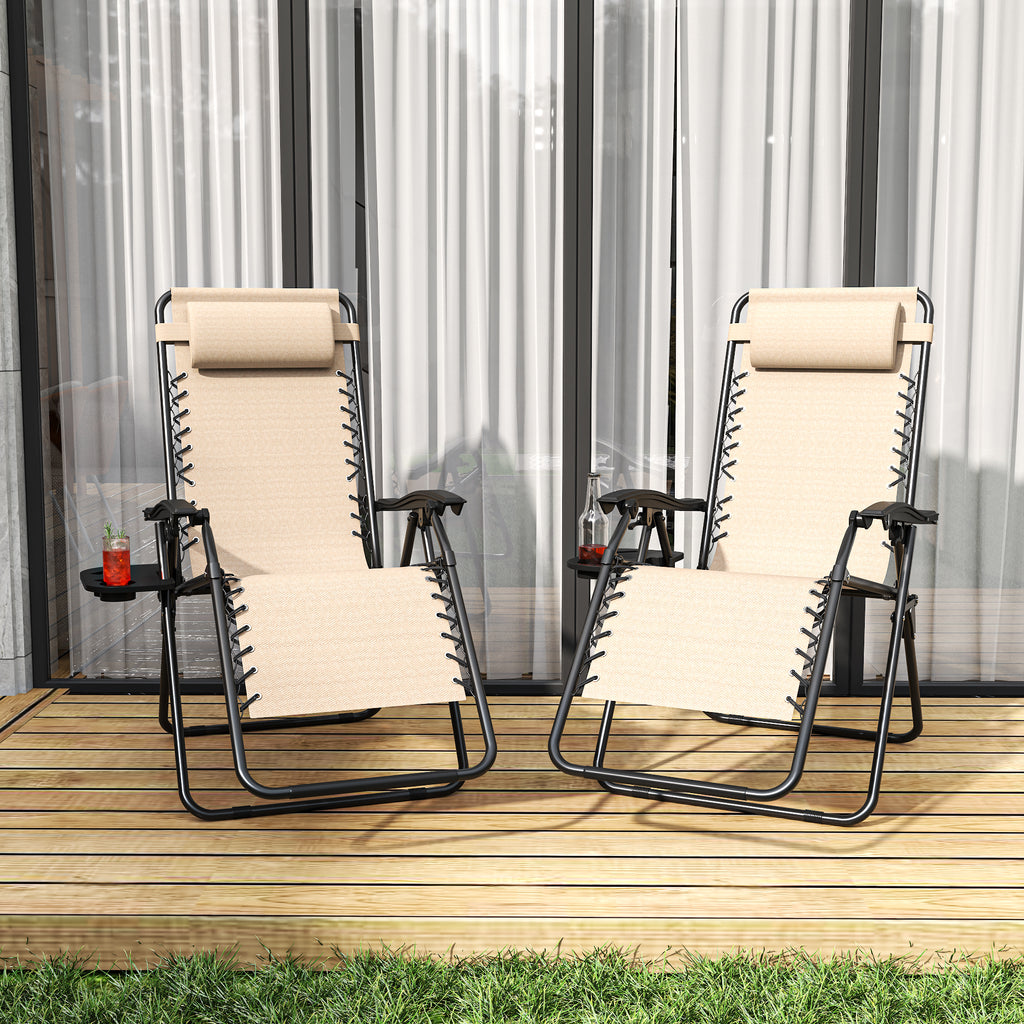 Zero Gravity Folding Lounge Chair with Headrest & Removable Tray