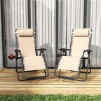 Zero Gravity Folding Lounge Chair with Headrest & Removable Tray