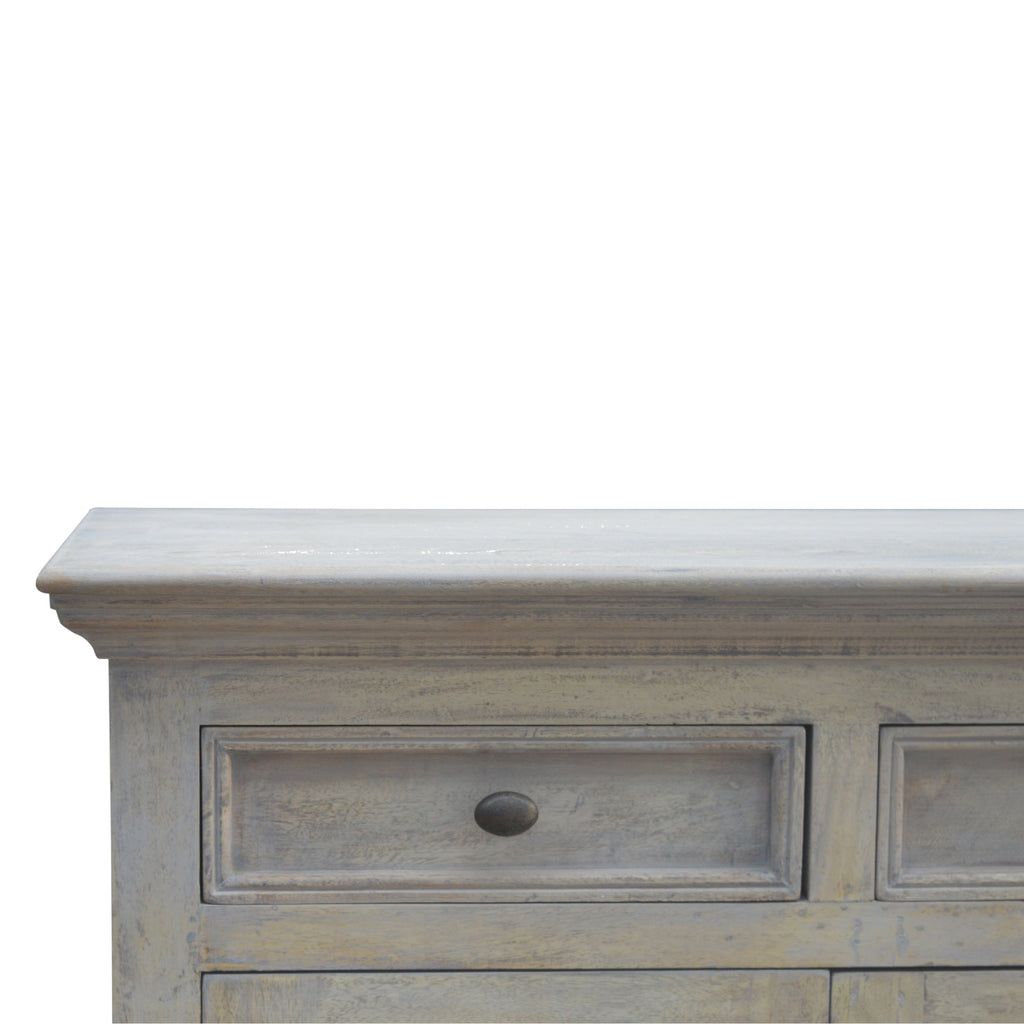 Solid Wood Stone Acid Wash Glazed Sideboard, 4 Drawers, 4 Shelves