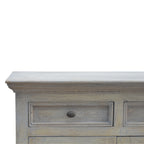 Solid Wood Stone Acid Wash Glazed Sideboard, 4 Drawers, 4 Shelves