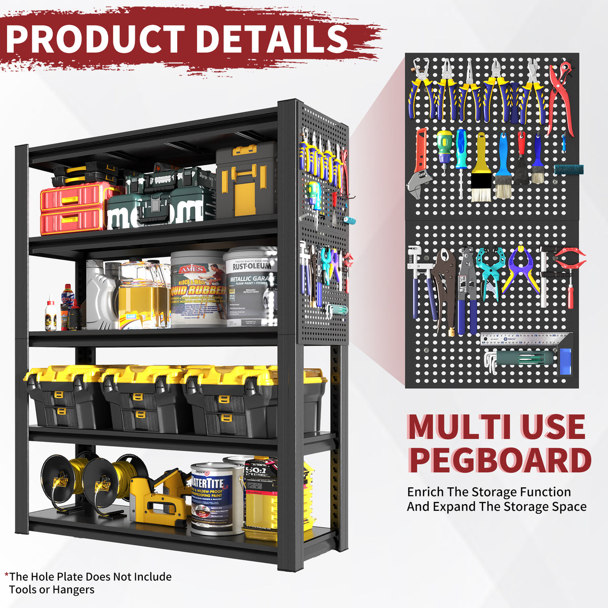 Adjustable Heavy-Duty Metal Shelving Unit – 78"H, 5-Tier